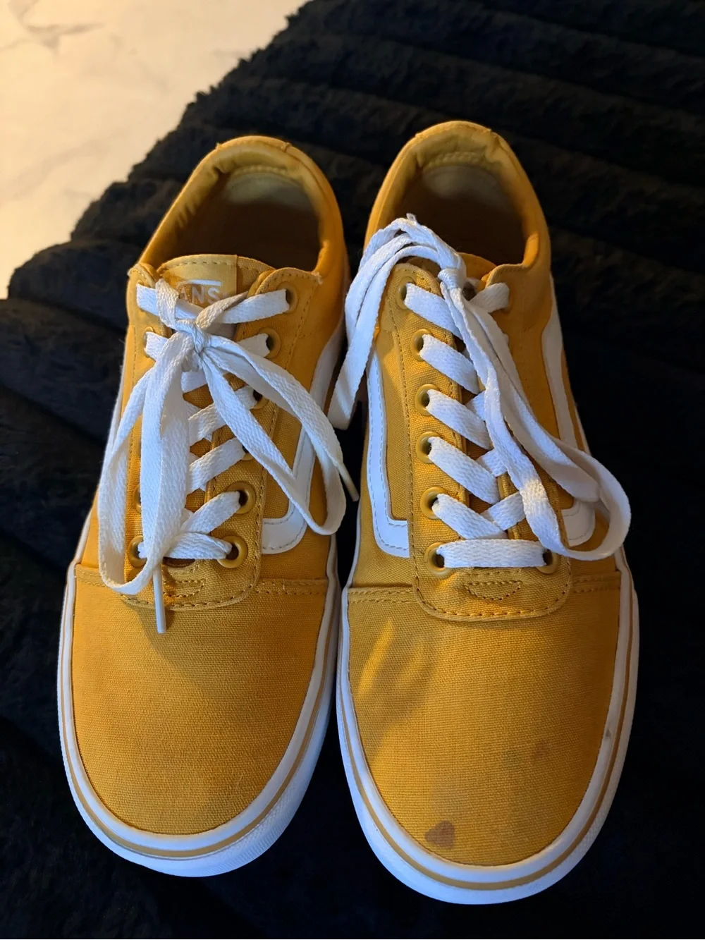 Vans Yellow Canvas Low-Top Sneakers with White Stripe